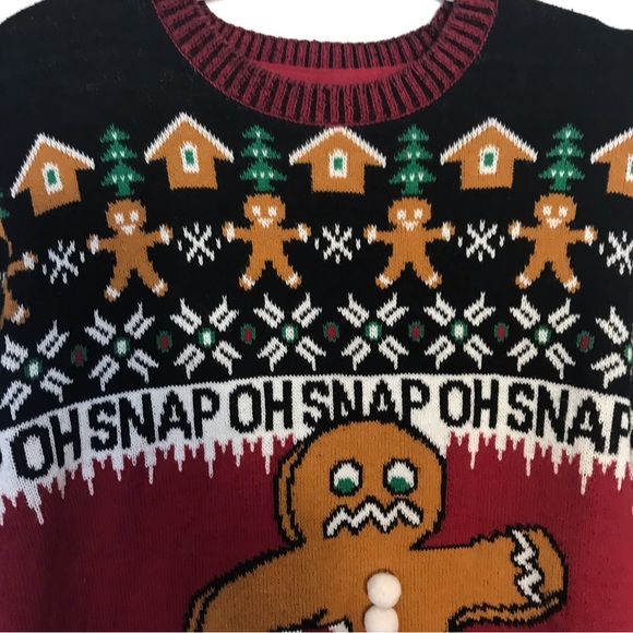 Ugly Christmas Gingerbread Man Oh Snap Christmas Sweater - Picture 4 of 6